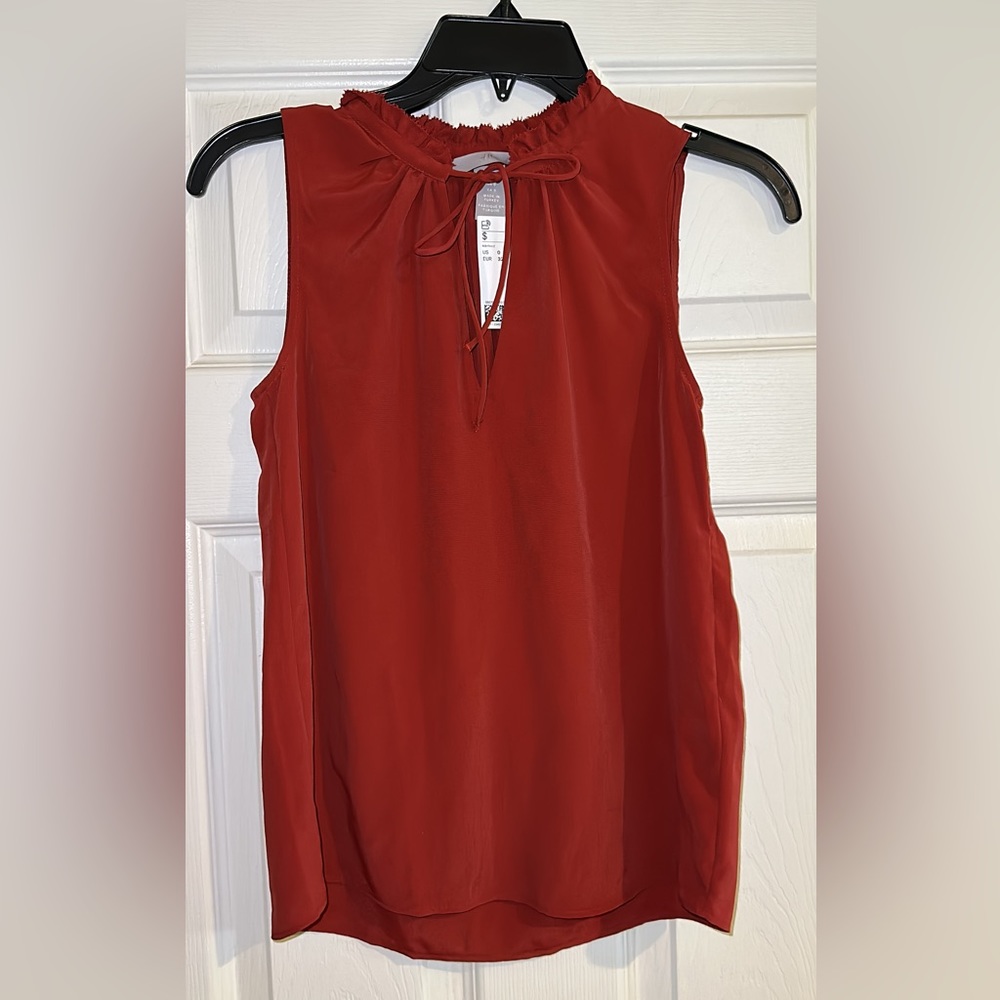 🧡✨ BNWT H&M Brick Burnt Orange Neck Tie Tank Top Blouse Size 0 ✨🧡